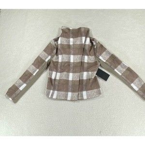 Bagatelle Collection Women's Long Sleeve Zip‎ Brown /White Plaid Jacket Size M